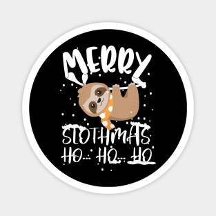 Merry Slothmas Ho Ho Ho Christmas Cute Sloth Pajamas Magnet